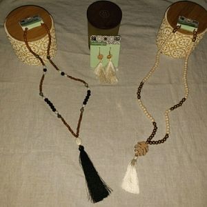 Tassel earings and necklaces set. 3pc set